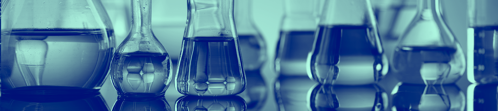 Blue washed image of beakers